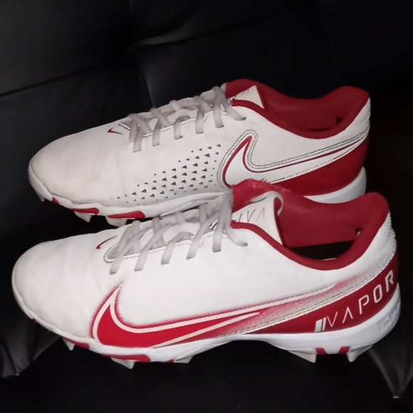 Nike Vapor Edge Varsity Football Cleats, White Red size 8 (Slightly used) - Picture 2 of 11